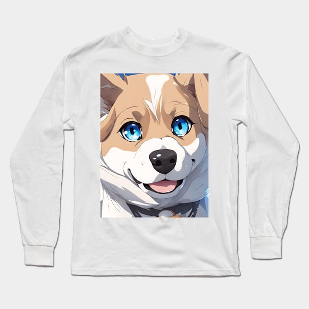 "Enchanting Husky: Blue-Eyed Beauty Long Sleeve T-Shirt by Oasis Designs